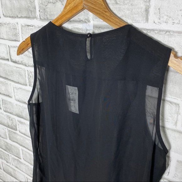 NWT Loft Pleated Black Sheer Sleeveless Top Sz MP - Picture 6 of 8